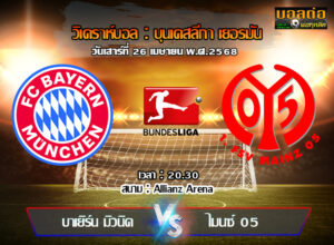 วิเคราะห์บอล บุนเดสลีก้า : บาเยิร์น -vs- ไมนซ์ (26/04/68)
